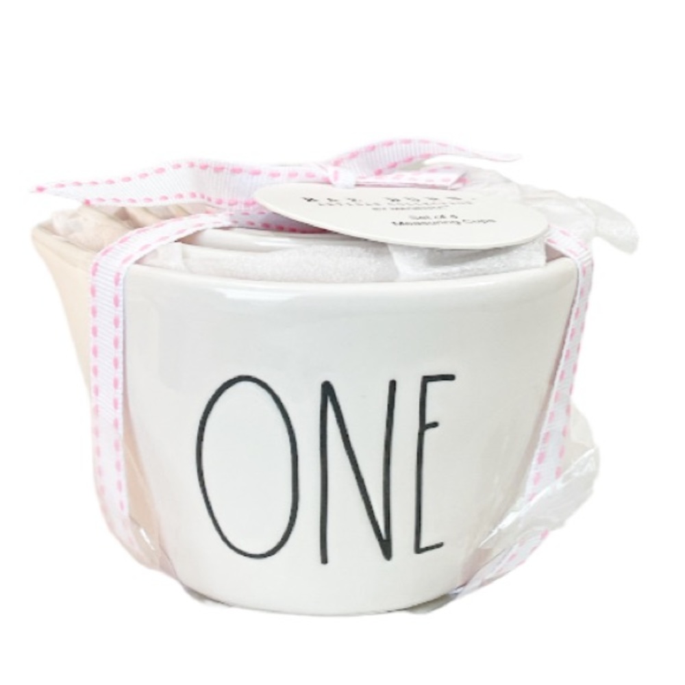 NEW VHTF💖Rae Dunn w/Pink Interior Measuring Cup Set/4